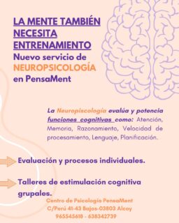 ¡Nuevo servicio de neuropsicología! 🧠

A partir del 7 de enero ofreceremos este nuevo servicio en el centro.
¡Pide información sin compromiso!📲

#pensament #psicologia #centropsicología #cursos #talleres #recursospsicológicos #asesoramiento #tratamiento #terapia #ayuda #alcoy #centropsicologico #psicologiaalcoy #psicologosalcoy #terapia #terapiacognitivoconductual #terapiaonline #bienestaremocional #saludmental #Neuropsicología #SaludCerebral #BienestarCognitivo